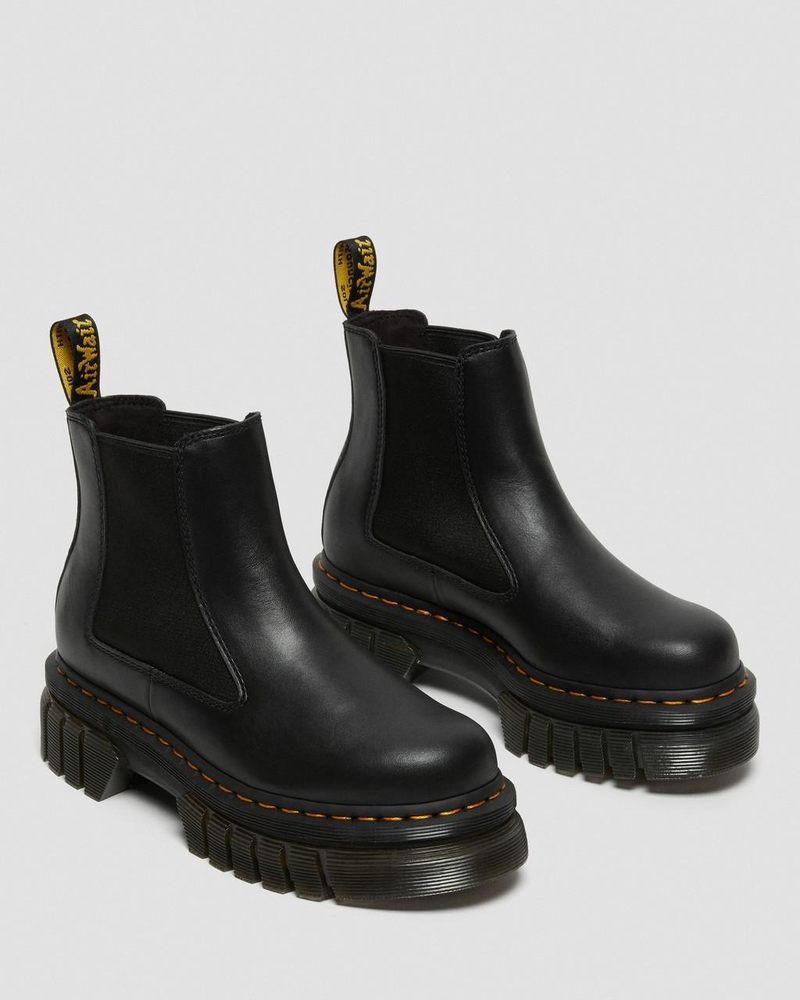 Dr Doc Martens Audrick Nappa Cuero Plataforma Chelsea Boots (Nappa Lux) Negros | ZF28-L5JR