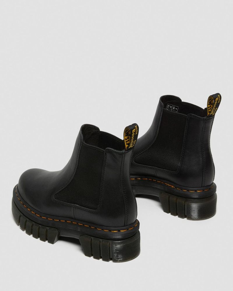 Dr Doc Martens Audrick Nappa Cuero Plataforma Chelsea Boots (Nappa Lux) Negros | ZF28-L5JR