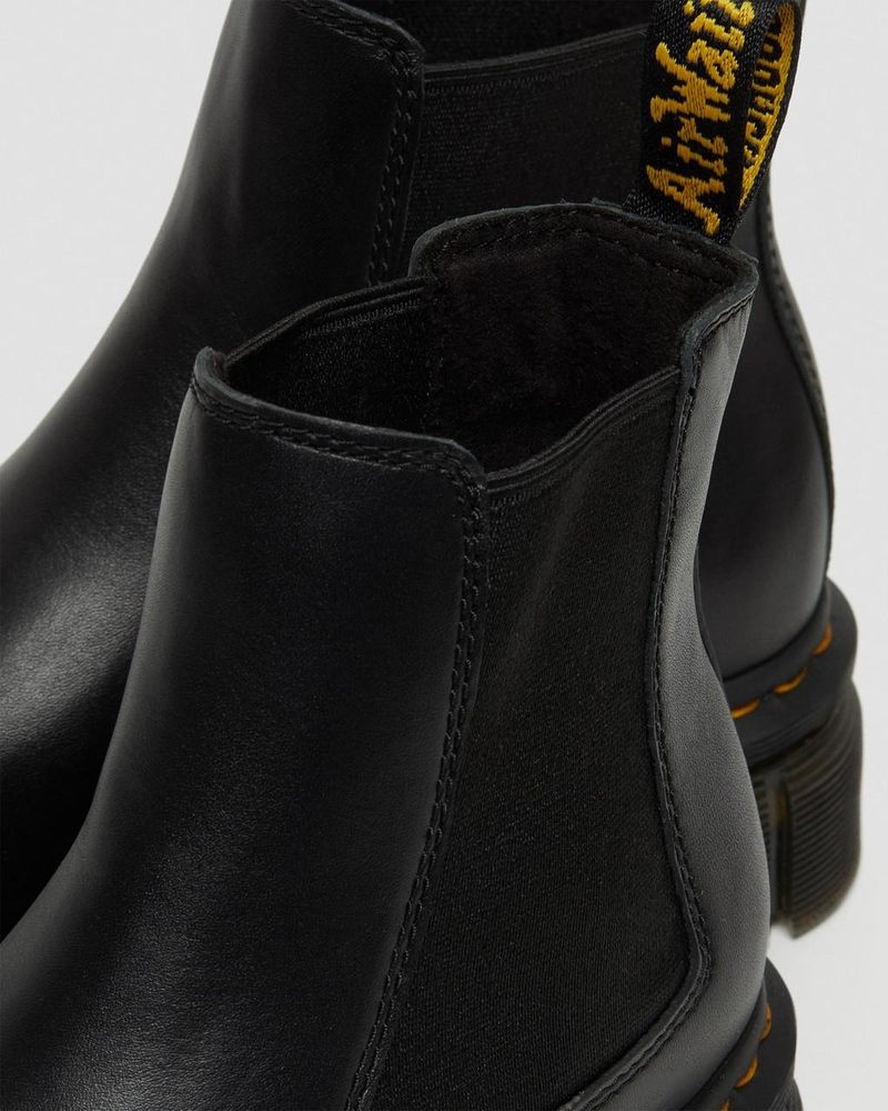 Dr Doc Martens Audrick Nappa Cuero Plataforma Chelsea Boots (Nappa Lux) Negros | ZF28-L5JR