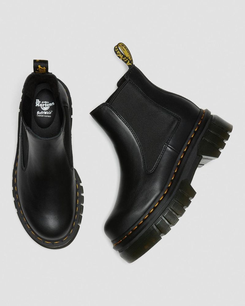 Dr Doc Martens Audrick Nappa Cuero Plataforma Chelsea Boots (Nappa Lux) Negros | ZF28-L5JR