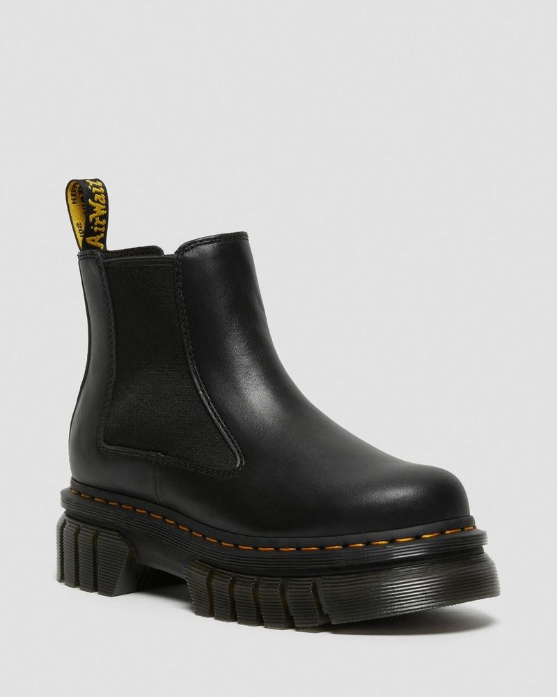 Dr Doc Martens Audrick Nappa Cuero Plataforma Chelsea Boots (Nappa Lux) Negros | ZF28-L5JR