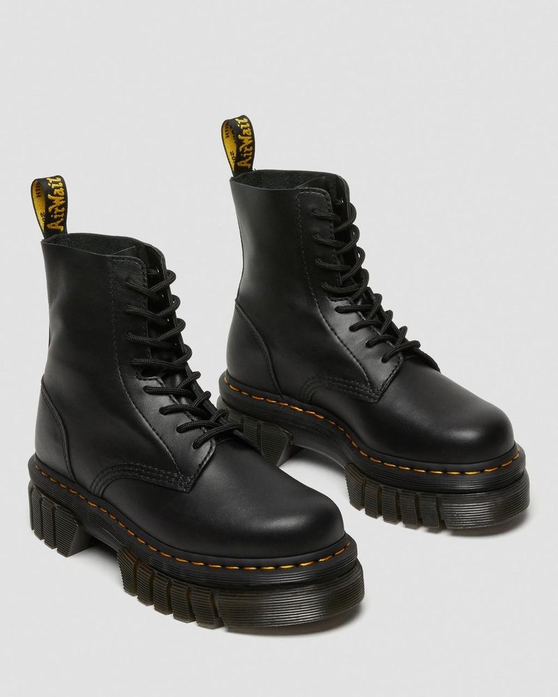 Dr Doc Martens Audrick Nappa Cuero Plataforma Ankle Boots (Nappa Lux) Negros | QJ75-Y6XO