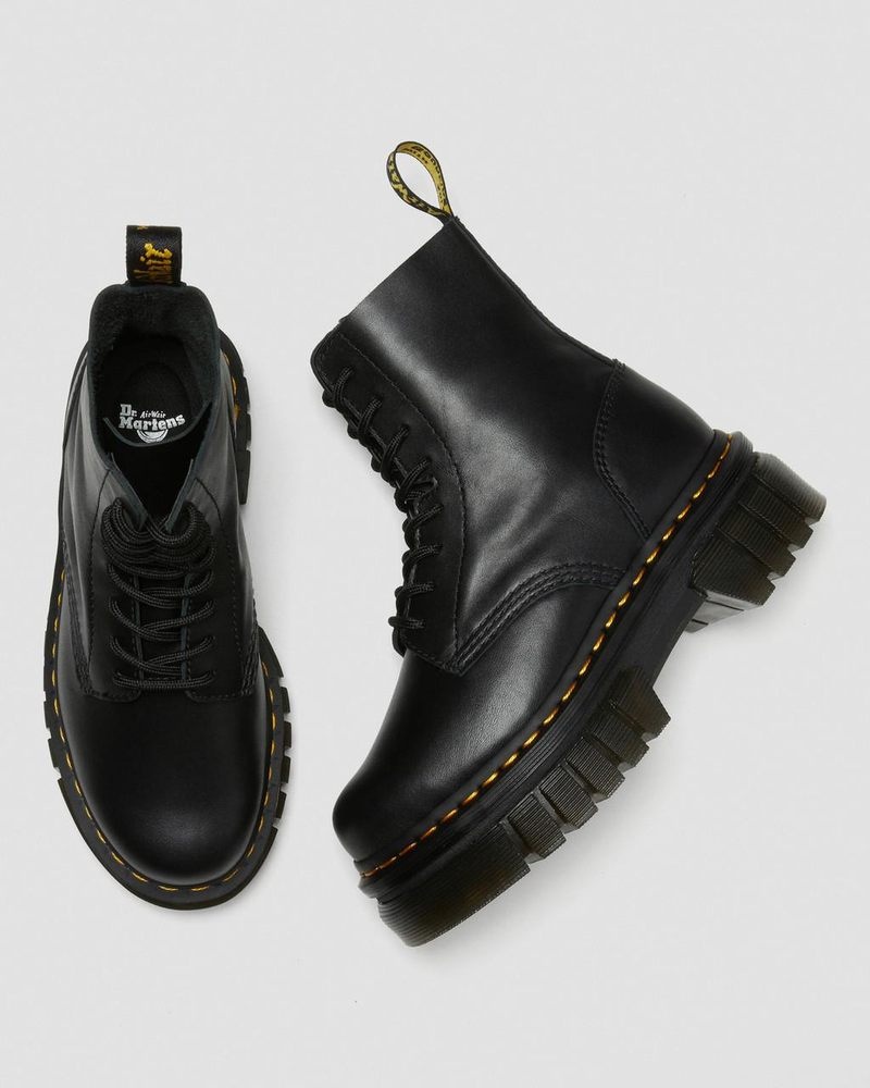 Dr Doc Martens Audrick Nappa Cuero Plataforma Ankle Boots (Nappa Lux) Negros | QJ75-Y6XO