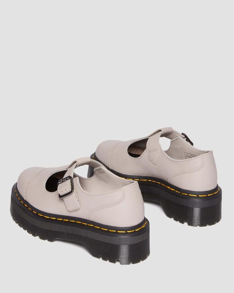 Dr Doc Martens Bethan Pisa Cuero Plataforma Mary Jane Shoes (Pisa) Vintage Taupe | IU85-C3JK