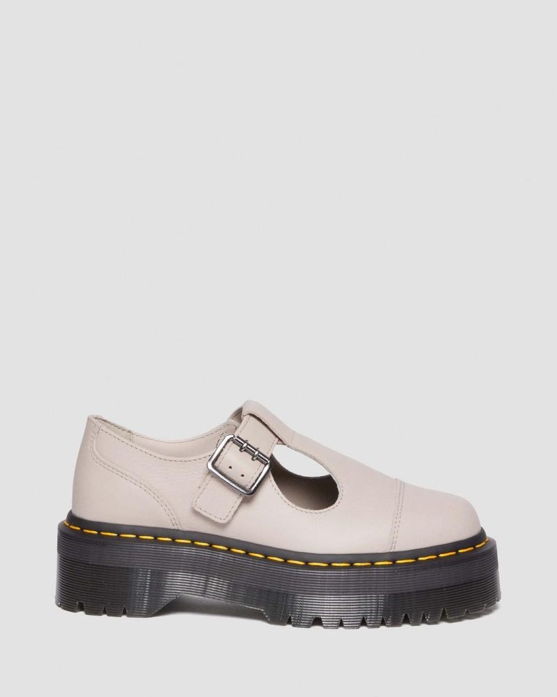 Dr Doc Martens Bethan Pisa Cuero Plataforma Mary Jane Shoes (Pisa) Vintage Taupe | IU85-C3JK