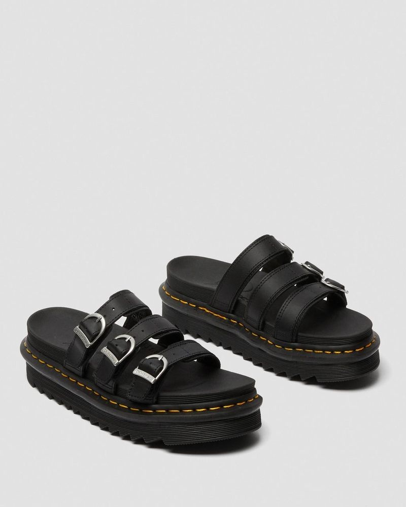 Dr Doc Martens Blaire Cuero Chanclas Sandals (Hydro Cuero) Negros | FI85-B1EE