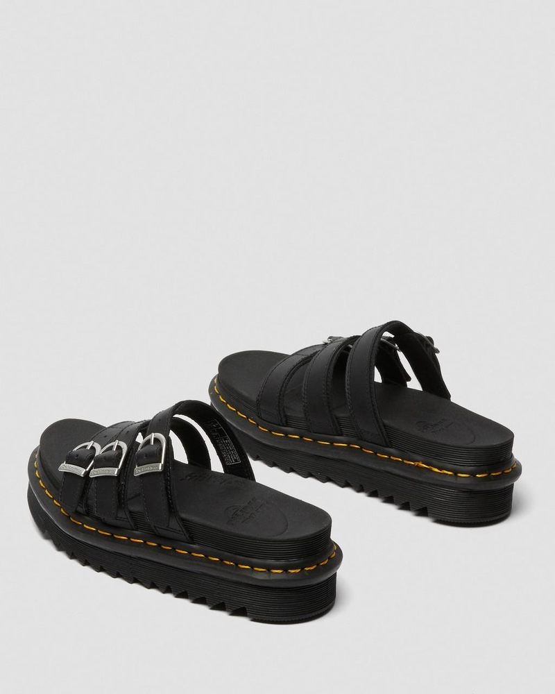 Dr Doc Martens Blaire Cuero Chanclas Sandals (Hydro Cuero) Negros | FI85-B1EE