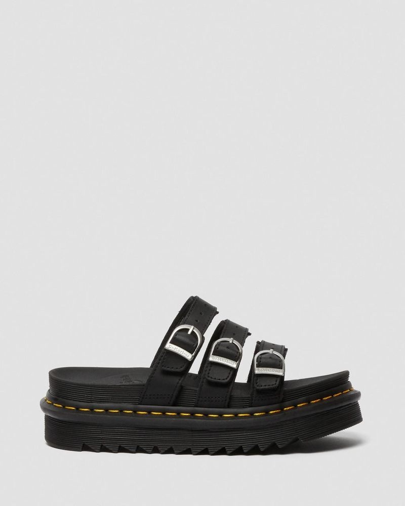 Dr Doc Martens Blaire Cuero Chanclas Sandals (Hydro Cuero) Negros | FI85-B1EE