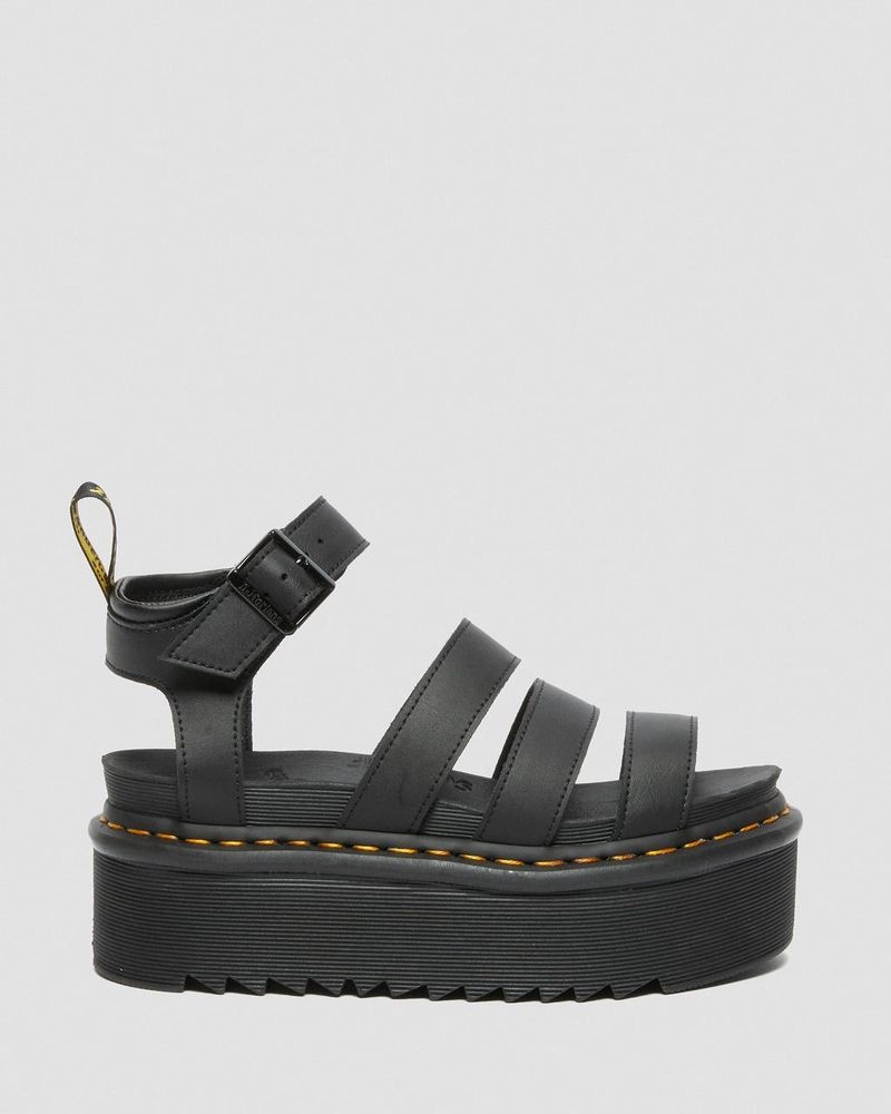 Dr Doc Martens Blaire Hydro Cuero Plataforma Correa Sandals (Hydro Cuero) Negros | BB69-I2CB