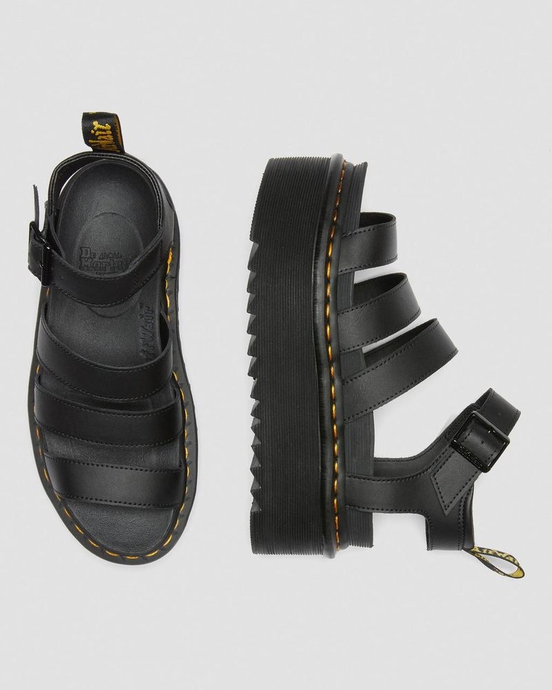 Dr Doc Martens Blaire Hydro Cuero Plataforma Correa Sandals (Hydro Cuero) Negros | BB69-I2CB