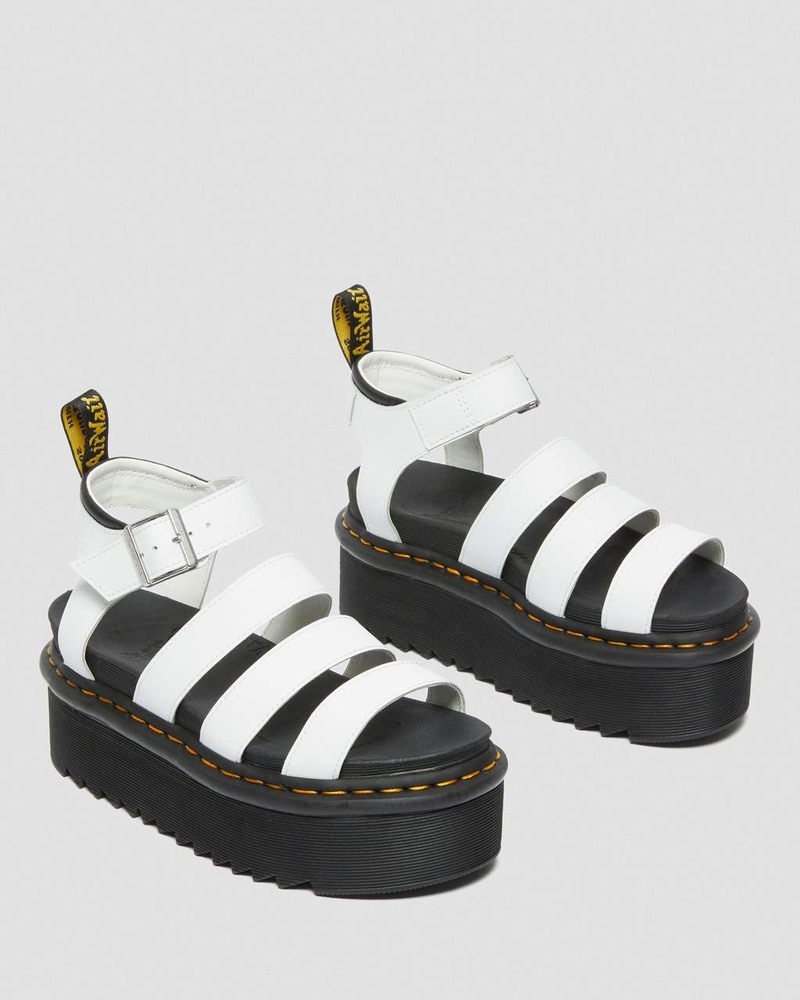 Dr Doc Martens Blaire Hydro Cuero Plataforma Correa Sandals (Hydro Cuero) Blancos | AM75-Q1ER