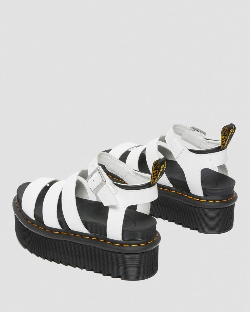 Dr Doc Martens Blaire Hydro Cuero Plataforma Correa Sandals (Hydro Cuero) Blancos | AM75-Q1ER