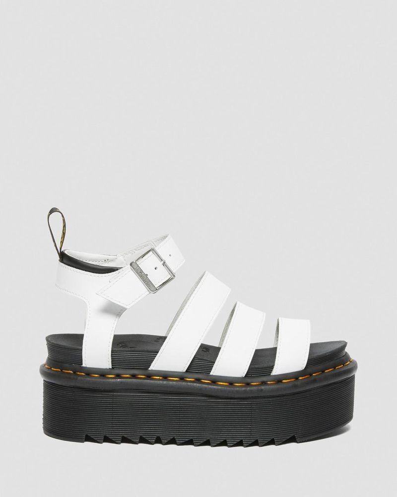 Dr Doc Martens Blaire Hydro Cuero Plataforma Correa Sandals (Hydro Cuero) Blancos | AM75-Q1ER