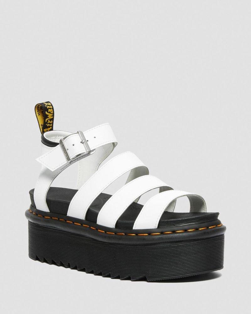 Dr Doc Martens Blaire Hydro Cuero Plataforma Correa Sandals (Hydro Cuero) Blancos | AM75-Q1ER