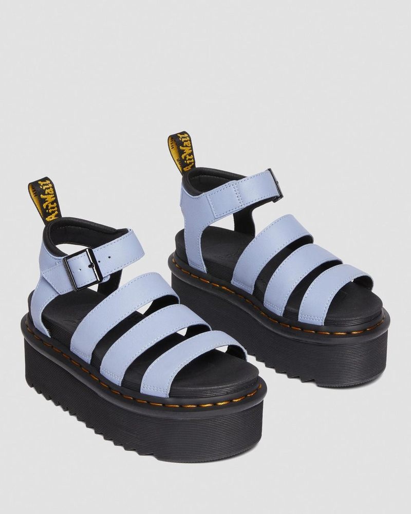 Dr Doc Martens Blaire Pisa Cuero Plataforma Correa Sandals (Pisa) Azules | ZS58-B4WI