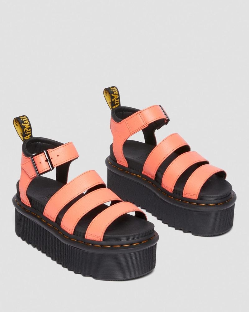 Dr Doc Martens Blaire Pisa Cuero Plataforma Correa Sandals (Pisa) Coral | MV36-M3XP