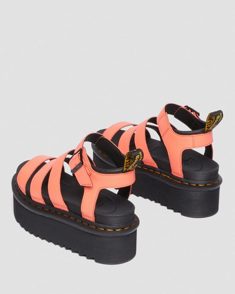 Dr Doc Martens Blaire Pisa Cuero Plataforma Correa Sandals (Pisa) Coral | MV36-M3XP