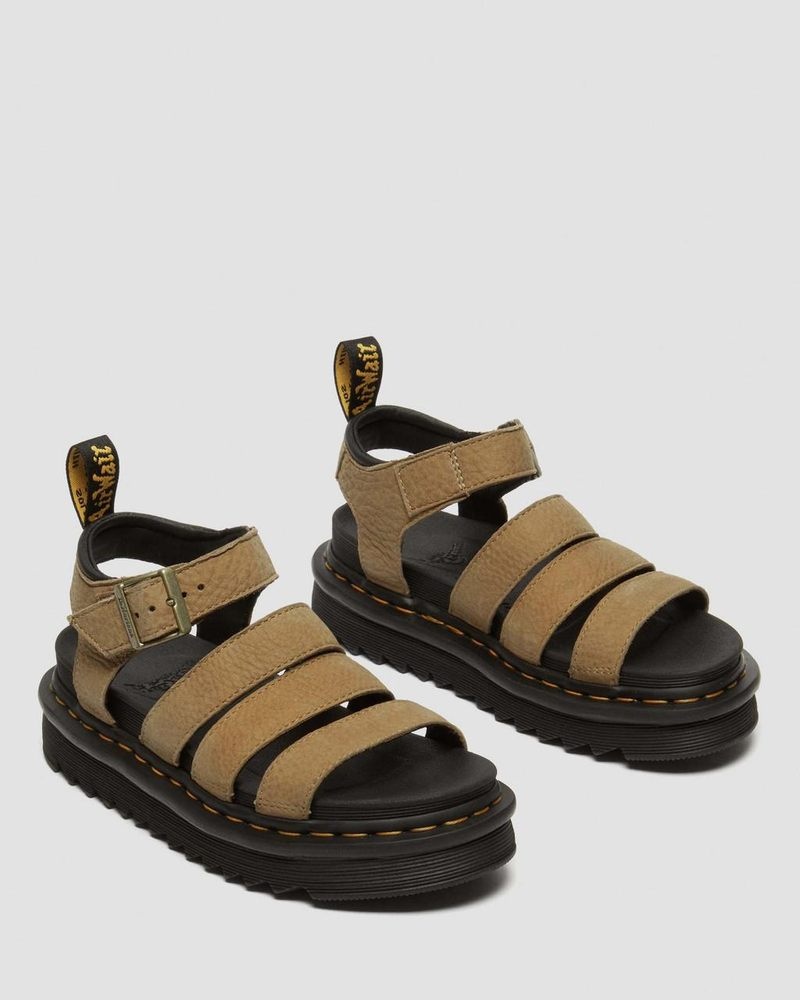 Dr Doc Martens Blaire Tumbled Nubuck Cuero Sandals (Tumbled Nubuck) Savannah Tan | WG98-V3BB