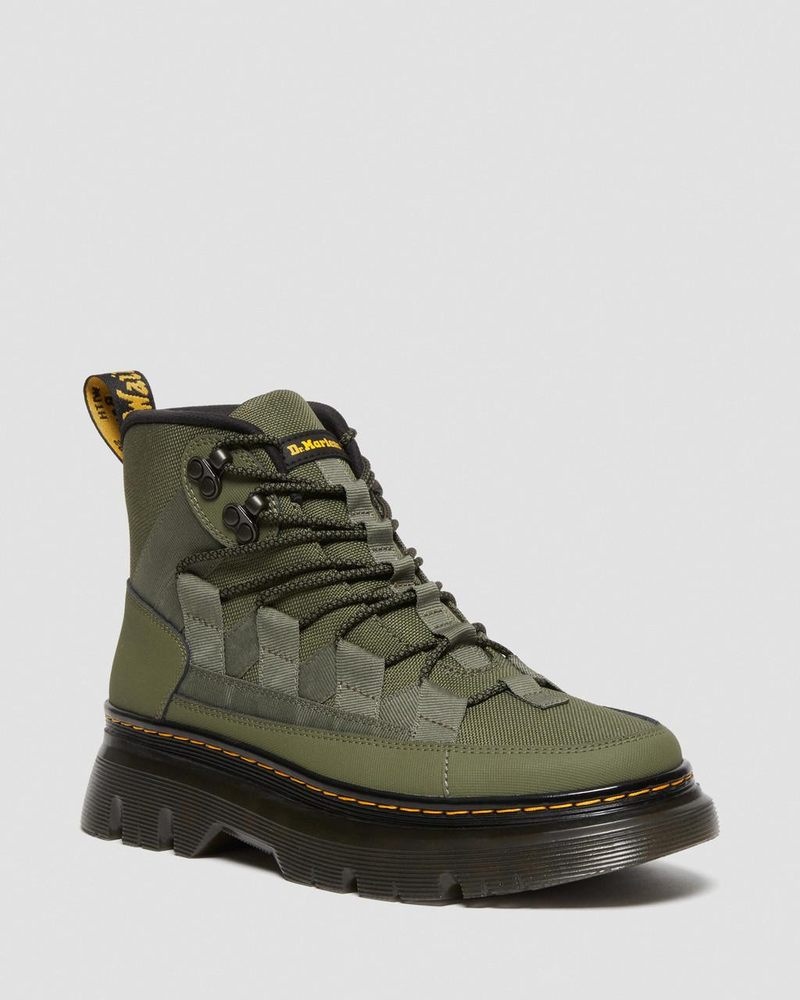 Dr Doc Martens Boury Cuero Casuales Boots (Ajax+Extra Tough 50/50) Kaki Verdes | GG12-W0IW