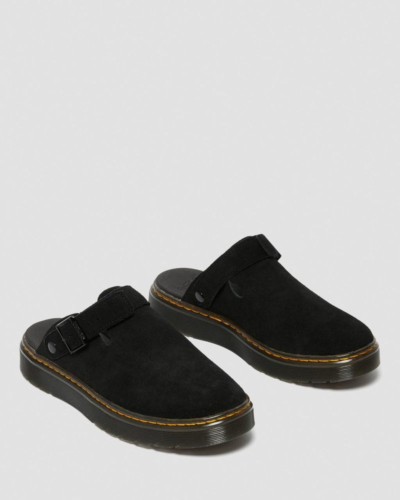 Dr Doc Martens Carlson Gamuza Casuales Destalonadas Mules (E.H.Gamuza) Negros | QE20-R7AC