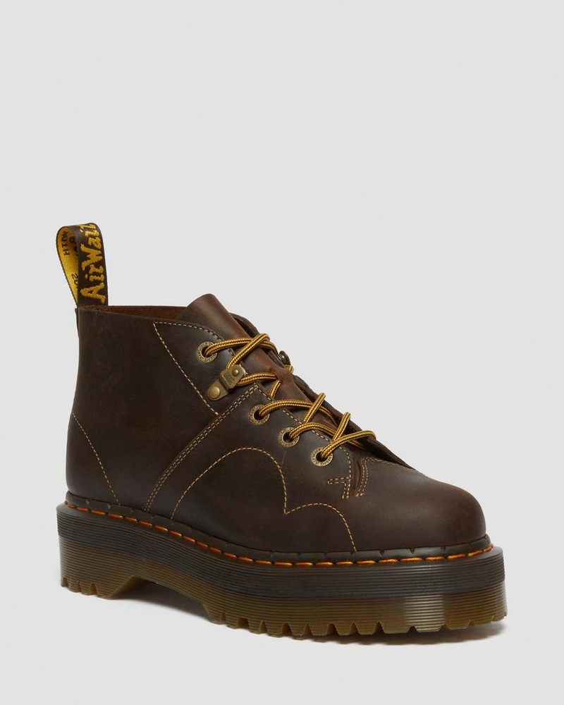 Dr Doc Martens Church Arc Crazy Horse Plataforma Monkey Boots (Crazy Horse) Marrom Oscuro | PY34-Z3UO