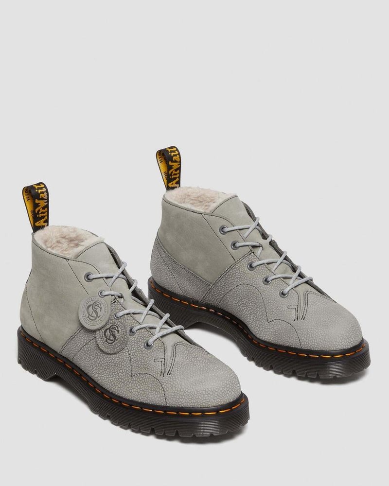 Dr Doc Martens Church Nubuck & Pebble Cuero Monkey Boots Grises | GH91-J3VQ