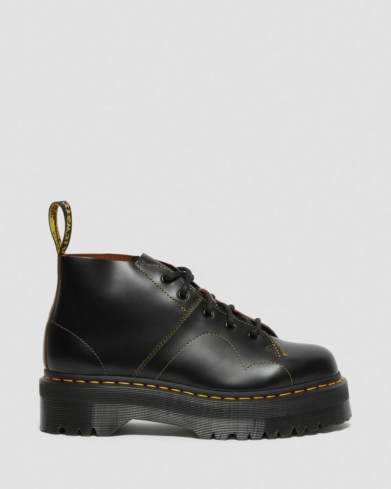 Dr Doc Martens Church Plataforma Monkey Boots (Vintage Smooth) Negros | GY30-W0GS