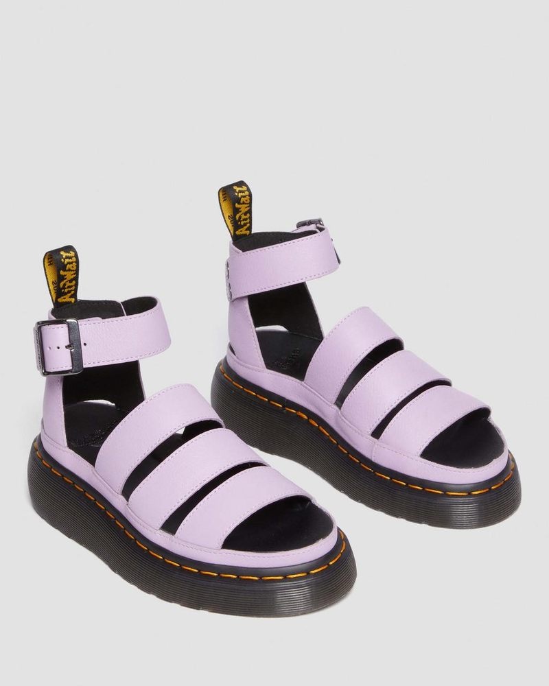 Dr Doc Martens Clarissa II Pisa Cuero Plataforma Correa Sandals (Pisa) Lilac | GX75-B2FE