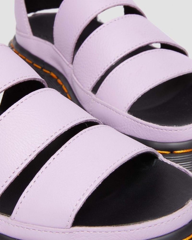 Dr Doc Martens Clarissa II Pisa Cuero Plataforma Correa Sandals (Pisa) Lilac | GX75-B2FE