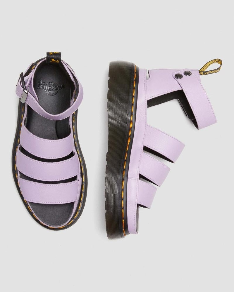 Dr Doc Martens Clarissa II Pisa Cuero Plataforma Correa Sandals (Pisa) Lilac | GX75-B2FE