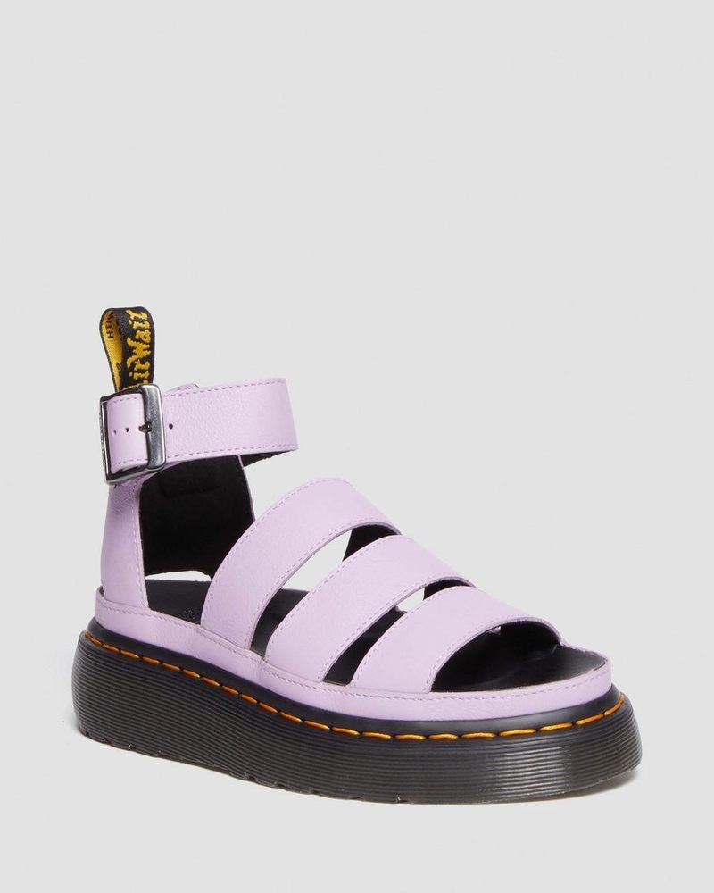 Dr Doc Martens Clarissa II Pisa Cuero Plataforma Correa Sandals (Pisa) Lilac | GX75-B2FE