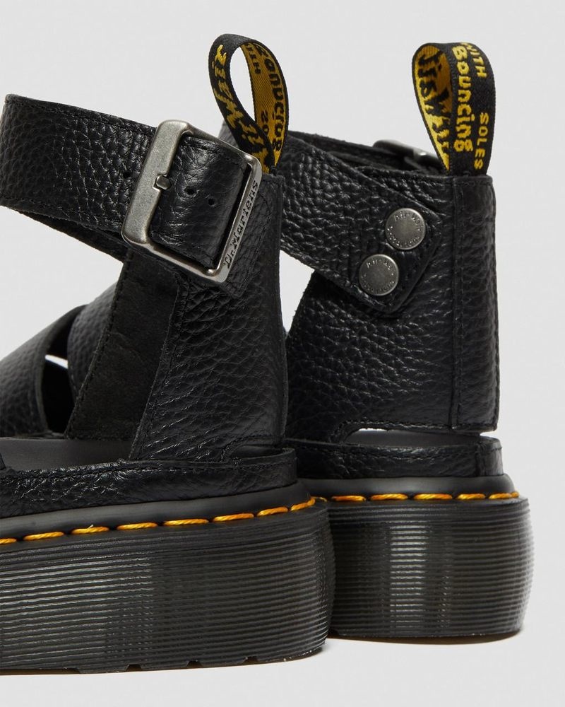 Dr Doc Martens Clarissa II - Cuero Plataforma Sandals (Milled Nappa) Negros | YN41-L5FO