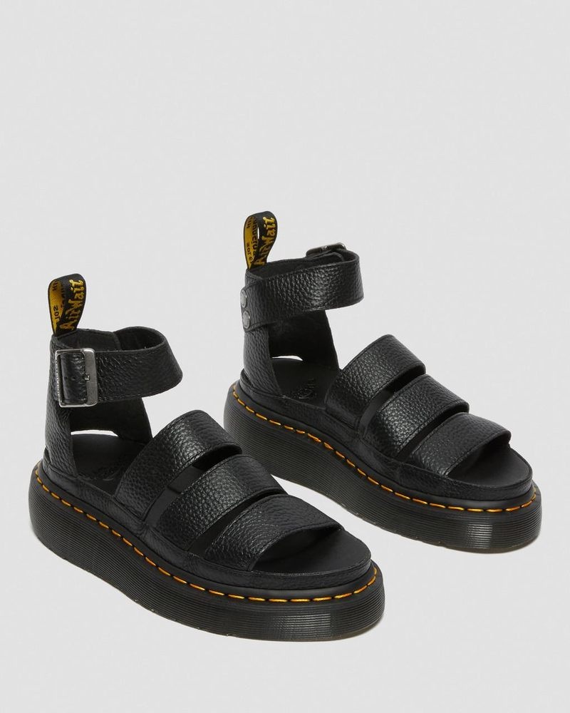 Dr Doc Martens Clarissa II - Cuero Plataforma Sandals (Milled Nappa) Negros | YN41-L5FO