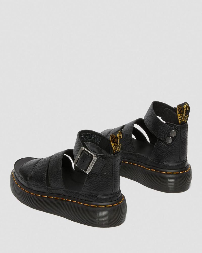 Dr Doc Martens Clarissa II - Cuero Plataforma Sandals (Milled Nappa) Negros | YN41-L5FO