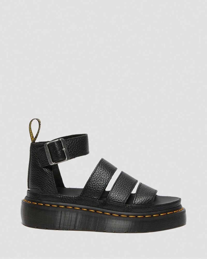 Dr Doc Martens Clarissa II - Cuero Plataforma Sandals (Milled Nappa) Negros | YN41-L5FO