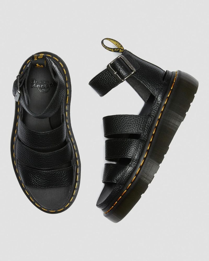 Dr Doc Martens Clarissa II - Cuero Plataforma Sandals (Milled Nappa) Negros | YN41-L5FO