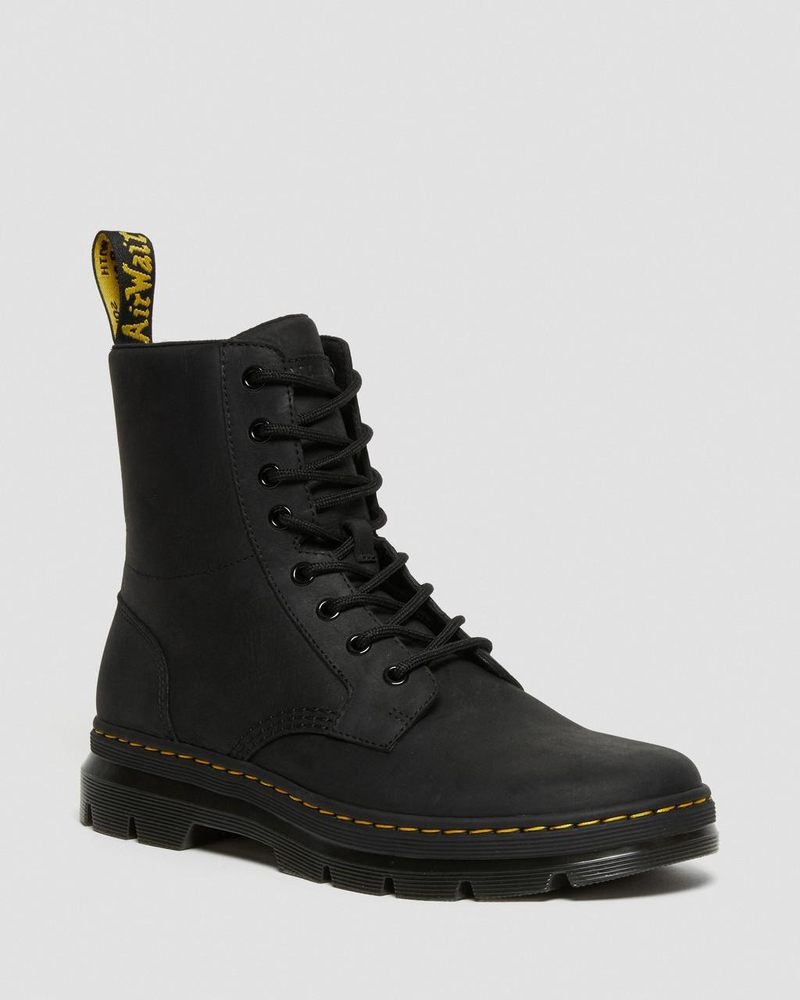 Dr Doc Martens Combs Cuero Casuales Boots (Wyoming) Negros | GD28-P4QT