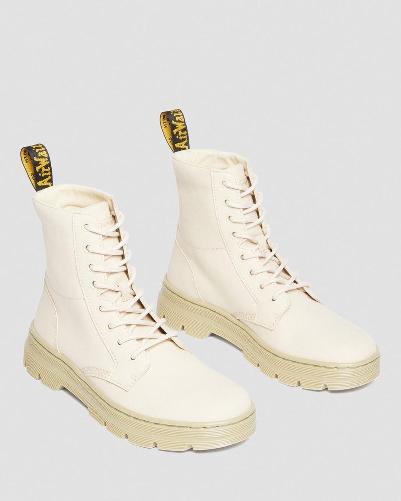 Dr Doc Martens Combs Lona Casuales Boots (Lona+Milled Coated Cuero) Beige | OO75-N3CU