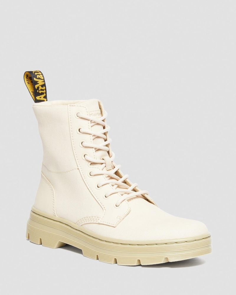 Dr Doc Martens Combs Lona Casuales Boots (Lona+Milled Coated Cuero) Beige | OO75-N3CU