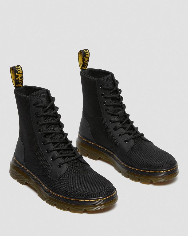 Dr Doc Martens Combs Poly Casuales Boots (Extra Tough Poly+Rubbery) Negros | NT59-J7TG