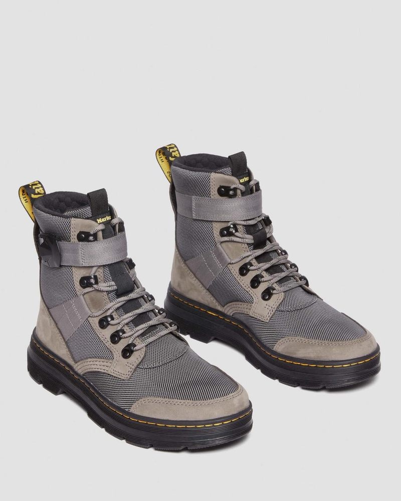 Dr Doc Martens Combs Tech II Fleece-Forro Casuales Boots (Buffbuck Two Tone Nylon) Grises | HV38-W0TO