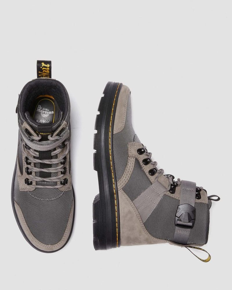 Dr Doc Martens Combs Tech II Fleece-Forro Casuales Boots (Buffbuck Two Tone Nylon) Grises | HV38-W0TO