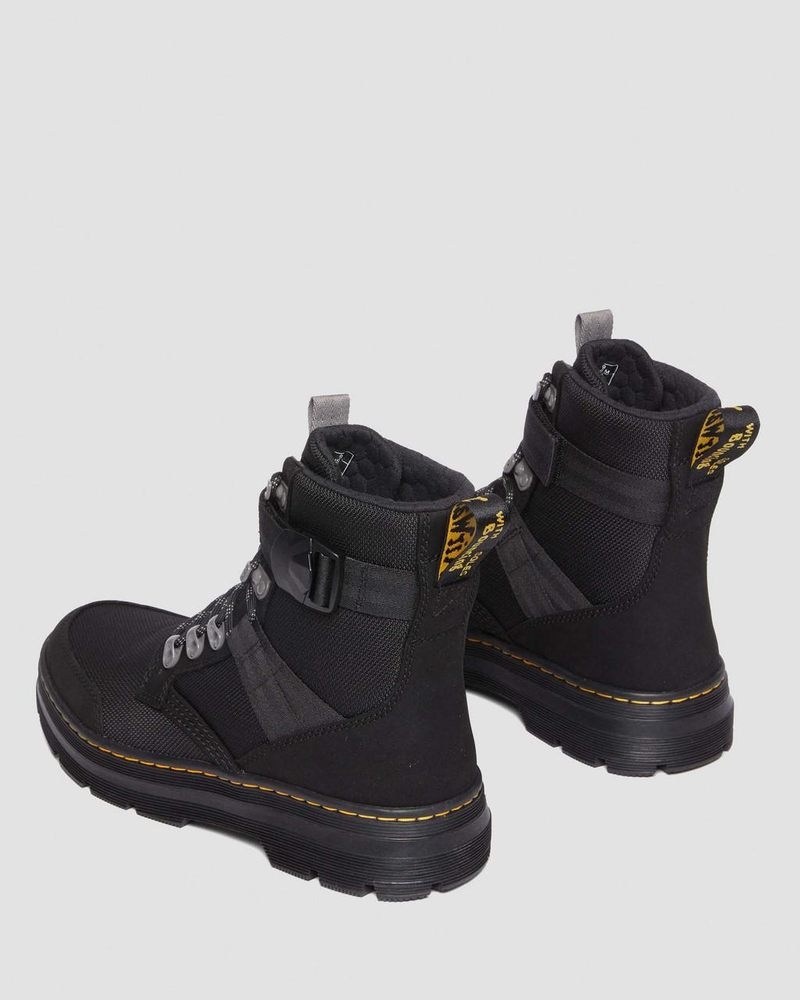 Dr Doc Martens Combs Tech II Fleece-Forro Casuales Boots (Buffbuck Two Tone Nylon) Negros | IP76-Z0BL