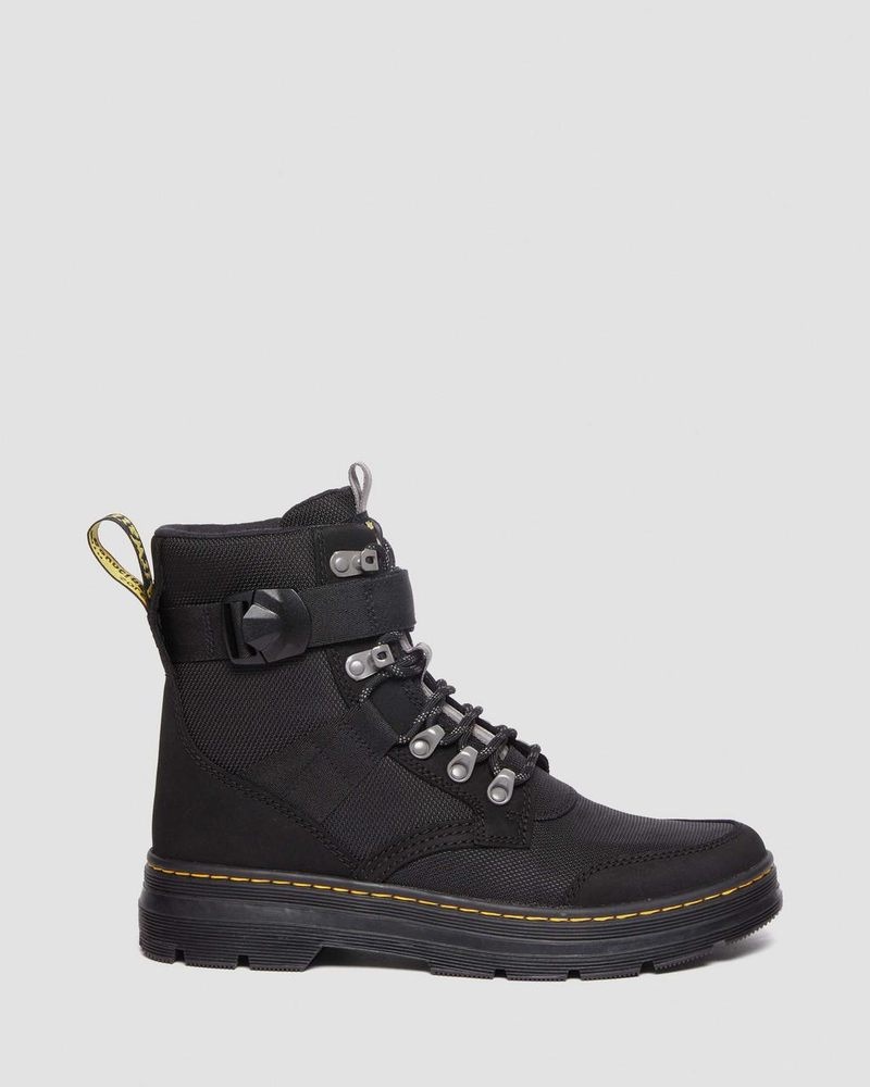 Dr Doc Martens Combs Tech II Fleece-Forro Casuales Boots (Buffbuck Two Tone Nylon) Negros | IP76-Z0BL