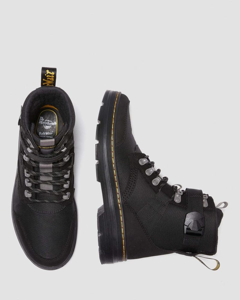 Dr Doc Martens Combs Tech II Fleece-Forro Casuales Boots (Buffbuck Two Tone Nylon) Negros | IP76-Z0BL