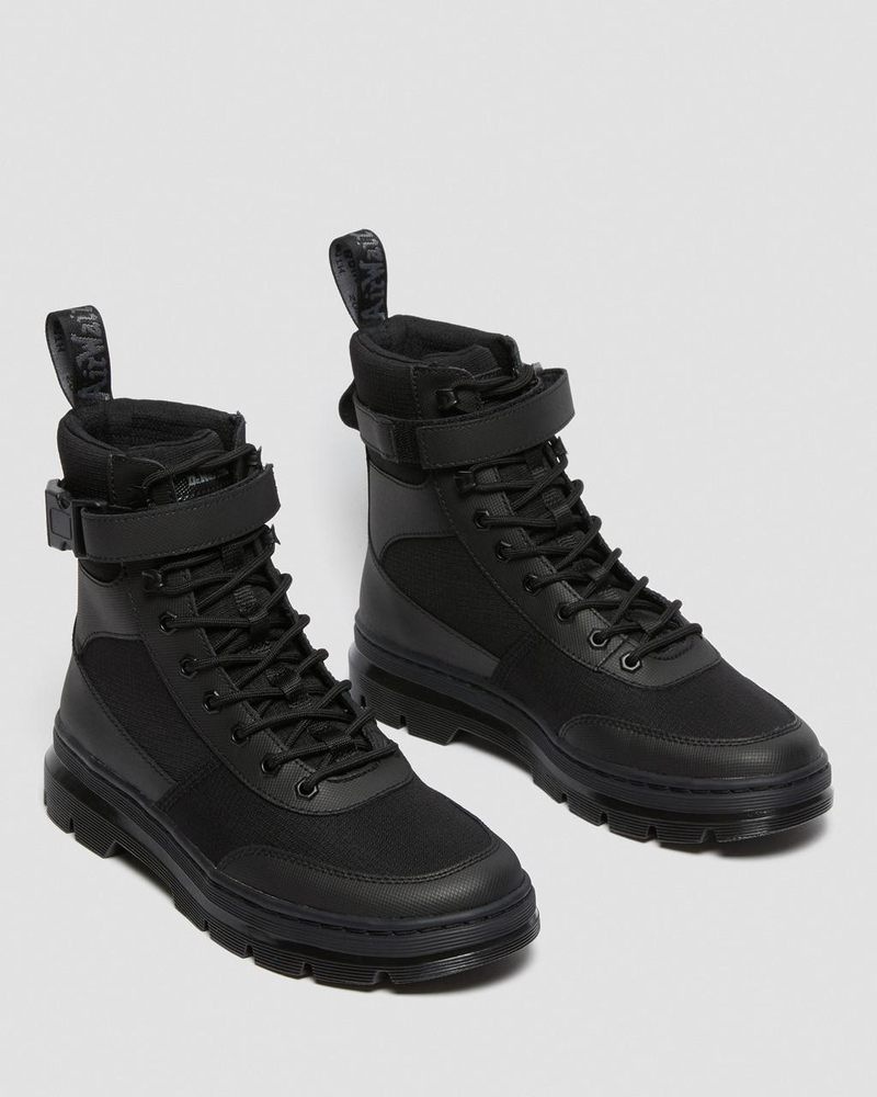 Dr Doc Martens Combs Tech Poly Casuales Boots (Element Poly Rip Stop) Negros | PD86-Q6DK