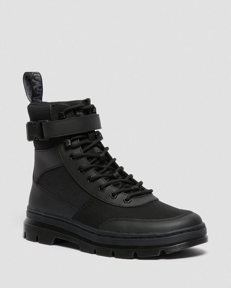 Dr Doc Martens Combs Tech Poly Casuales Boots (Element Poly Rip Stop) Negros | TE79-U3PD