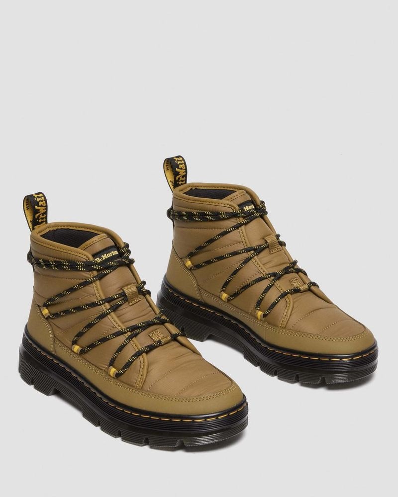 Dr Doc Martens Combs - Acolchado Casuales Boots (Rubberised Cuero+Warm Acolchado) Verde Oliva | RW94-G1UB