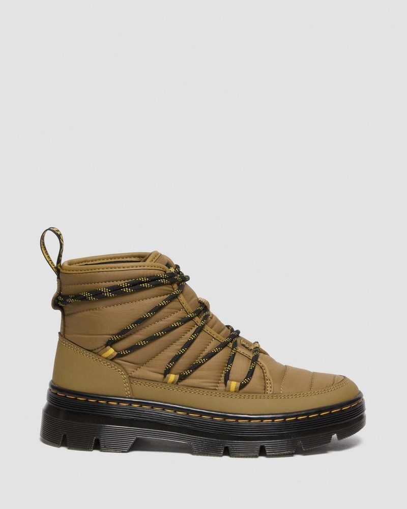 Dr Doc Martens Combs - Acolchado Casuales Boots (Rubberised Cuero+Warm Acolchado) Verde Oliva | RW94-G1UB