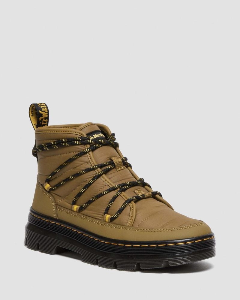 Dr Doc Martens Combs - Acolchado Casuales Boots (Rubberised Cuero+Warm Acolchado) Verde Oliva | RW94-G1UB